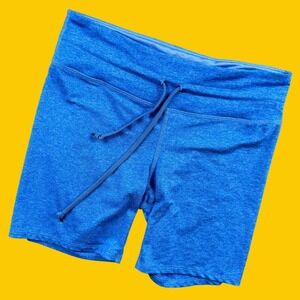 Rabbit Feelin Fine Running Shorts Women LG Blue Heathered Athletic Gym